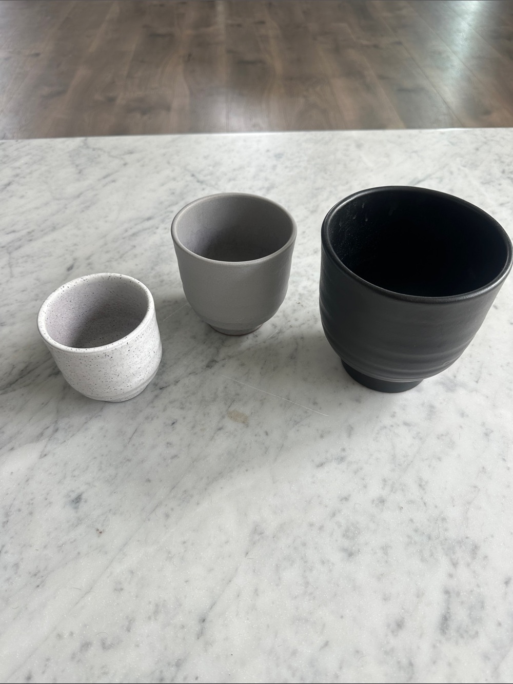 CB2 Black and Gray Santino planters set of 3